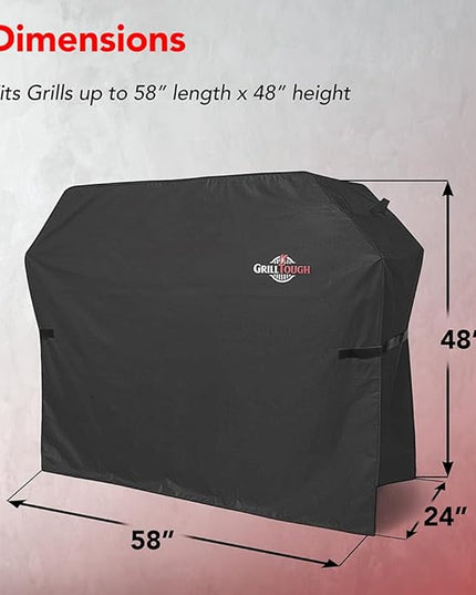 Heavy Duty BBQ Grill Cover for Outdoor Grill, 58 Inch – Waterproof, Weather Resistant, UV & Fade Resistant with Adjustable Straps – Gas Grill Cover for Weber, Charbroil, etc. Charcoal