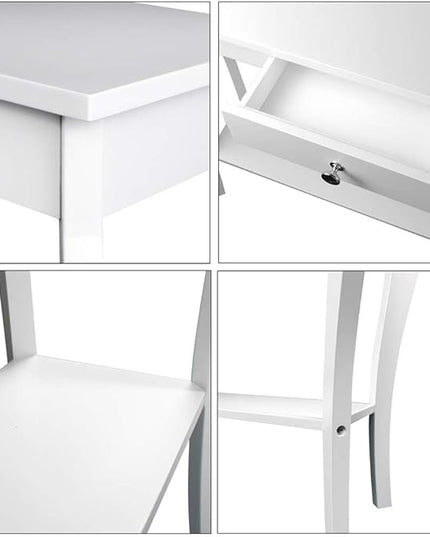 ChooChoo Narrow Console Table with Drawer, Chic Accent Sofa Table, Entryway Table, 39.3 Inch, White