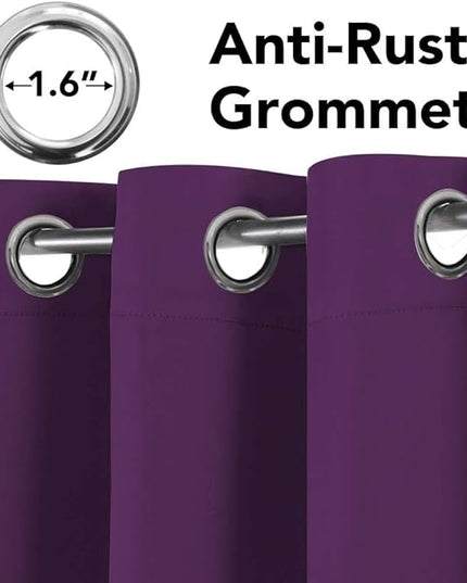 H.VERSAILTEX Blackout Curtains for Bedroom Thermal Insulated Room Darkening Living Room Curtains 72 Inch Long Grommet Privacy Protection Window Curtain Panels/Drapes for Nursery, 2 Panels,Plum Purple