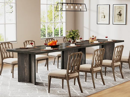 Tribesigns 63-inch Dining Table for 4-6, Farmhouse Kitchen Table with Large Tabletop, Rectangular Dinner Eating Table for Dining Room, Living Room, Kitchen, Dark Gray