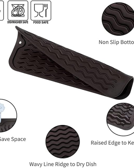 Silicone Dish Drying Mat for Multiple Usage,Easy clean,Eco-friendly,Heat-resistant Silicone Mat for Kitchen Counter or Sink,Refrigerator or Drawer Liner Coffee S 12 inches x 6 inches