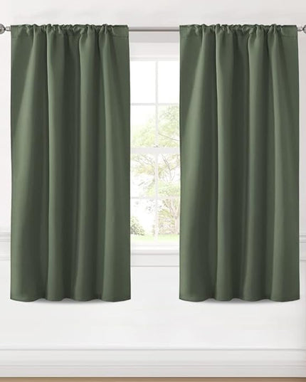 H.VERSAILTEX Blackout Curtains Thermal Insulated Window Treatment Panels Room Darkening Blackout Drapes for Living Room Back Tab/Rod Pocket Bedroom Draperies (2 Panels, Bronze Green, 42 x 63 Inch)