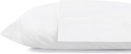 Linen Home 100% Cotton Percale Triple Pleat Hem Pillowcases Queen/Standard Size, White, 2 Pieces of Pillow Case, Crisp and Cool Strong Bed Linen, 20 inches X 30 inches