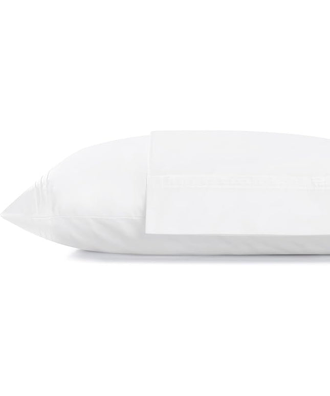 Linen Home 100% Cotton Percale Triple Pleat Hem Pillowcases Queen/Standard Size, White, 2 Pieces of Pillow Case, Crisp and Cool Strong Bed Linen, 20 inches X 30 inches
