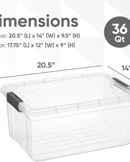Superio Storage Bins with Lids, Clear Plastic Containers for Organizing, Stackable Totes, BPA Free, Odor Free, Organizer Boxes for Home, and Dorm (8 Pack, 36 Qt)