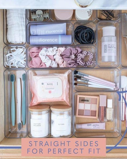 primebox Fifteen Pieces. Plastic Clear Drawer Organizers. Bathroom, Kitchen, Bedroom, Utensils, Office Organizer Bins, Storage Trays. Heavy Duty, Stackable 5 Sizes.