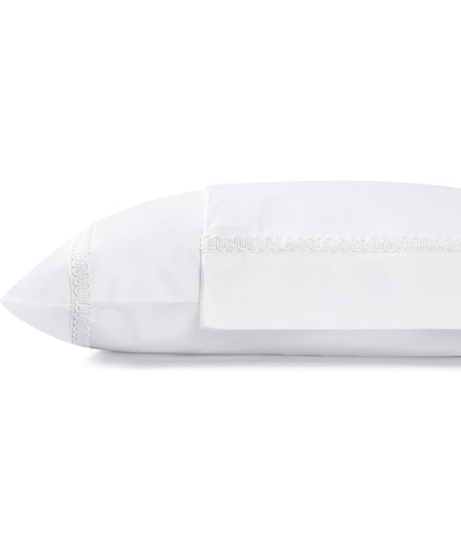 Linen Home 100% Cotton Percale Interlocked Loops Lace Pillowcases Queen/Standard Size, White, 2 Pieces of Pillow Case, Crisp and Cool Strong Bed Linen, 20 inches X 30 inches