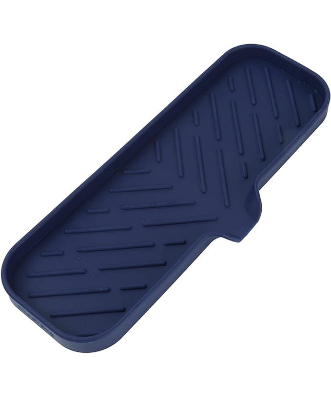 Silicone Bathroom Soap Dishes with Drain Spout-Kitchen Sink Organizer,Sponge Holder,Dish Soap Tray,Perfect for Dispenser,Scrubber,Bottle,Cup on Sink or Counter-Navy Blue 12"×4"