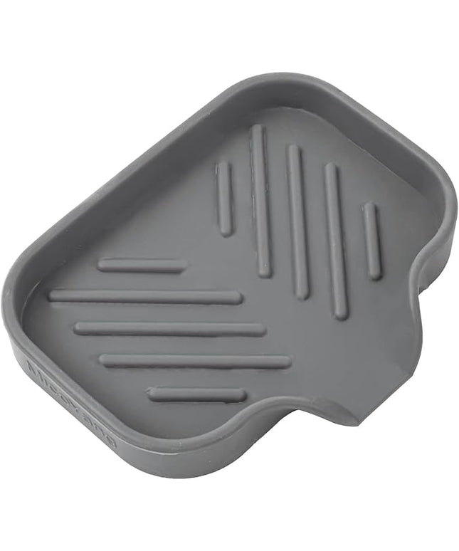 Silicone Bathroom Soap Dishes with Drain Spout-Bathroom and Kitchen Sink Organizer,Sponge Holder,Dish Soap Tray,Perfect for Dispenser,Scrubber,Bottle,Cup on Sink or Counter-Grey 4.9"×3.2"