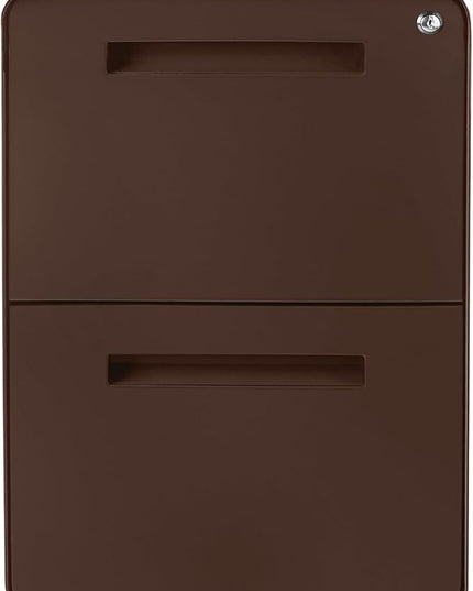 Laura Davidson Furniture Stockpile 2 Drawer Mobile File Cabinet with Lock - Under Desk Metal Filing Cabinet, Legal/Letter File Folders, Wheels and Stationary Feet, Pre-Assembled, Dark Brown