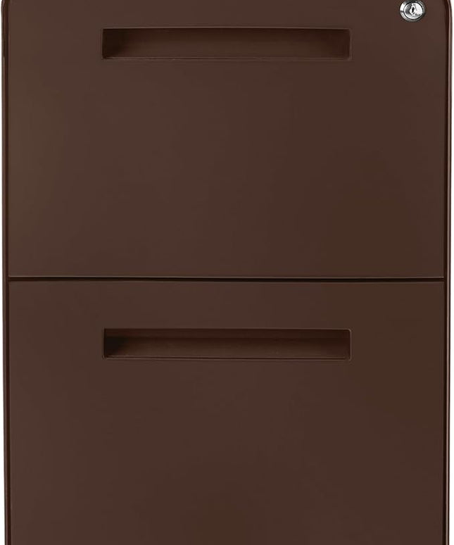 Laura Davidson Furniture Stockpile 2 Drawer Mobile File Cabinet with Lock - Under Desk Metal Filing Cabinet, Legal/Letter File Folders, Wheels and Stationary Feet, Pre-Assembled, Dark Brown