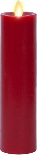 Luminara Classic Slim Flameless LED Candle, Burgundy 2" x 7.9", Battery Operated Moving Flame Pillar w/Timer, Safe Realistic Wax Candle, Home Decor