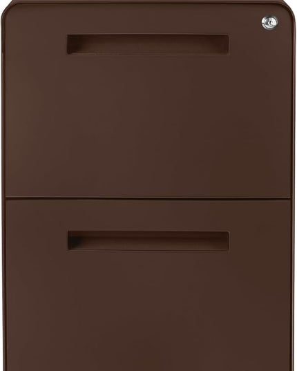 Laura Davidson Furniture Stockpile 2 Drawer Mobile File Cabinet with Lock - Under Desk Metal Filing Cabinet, Legal/Letter File Folders, Wheels and Stationary Feet, Pre-Assembled, Dark Brown