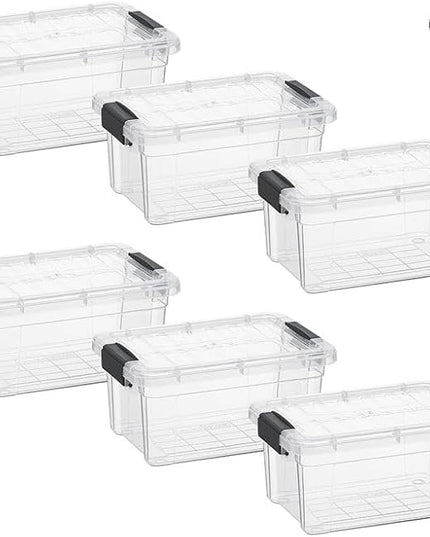 Superio Clear Storage Boxes with Lids, 3.5 Quart Plastic Container Bins for Organizing, Stackable Crates, BPA Free, Non Toxic, Odor Free, Organizers for Home, Office and Dorm, 6 Pack
