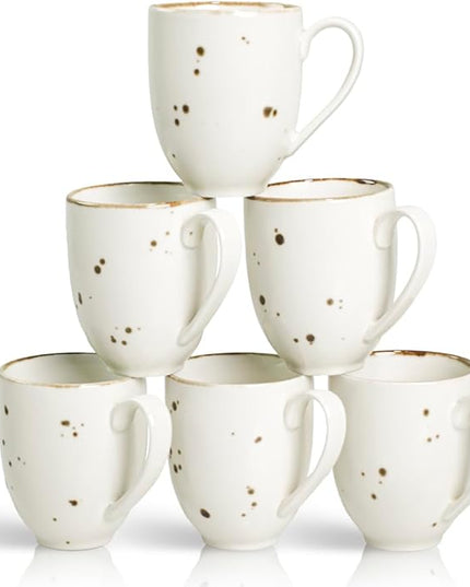 Coffee Mugs Set Of 6, 14 Oz Large Handle Heavy Duty Cups - Microwave Dishwasher Safe - Latte, Cappuccino, Tea, Cocoa, Mocha - Men, Women, Home Office Daily Use, Classic Assorted Colors