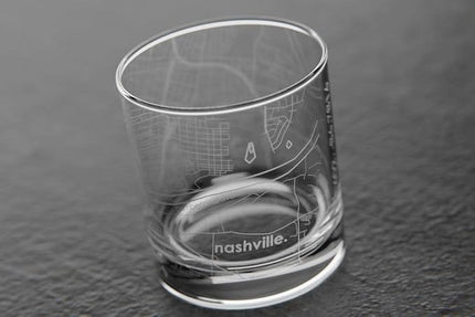 Well Told Engraved Nashville Tennessee Map Rocks Glass, Old Fashioned Glassware (11 oz, Clear) Etched Bourbon Tumbler, Gifts For Whiskey Lovers