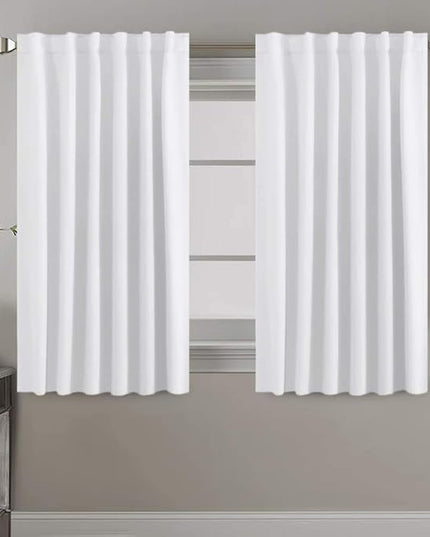 H.VERSAILTEX White Curtains Thermal Insulated Window Treatment Panels Room Darkening Privacy Assured Drapes for Living Room Back Tab/Rod Pocket Bedroom Draperies, 52 x 54 Inch, 2 Panels