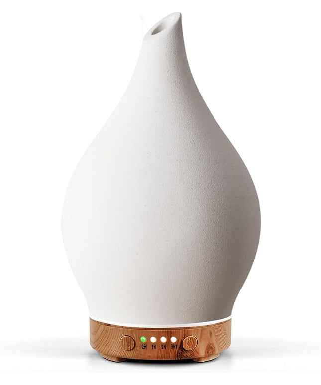 Porseme 150ml Essential Oil Diffuser Ceramic Color Changing Aroma Air Diffusers Aromatherapy Ultrasonic Cool Mist Humidifier 6 Running Hours for Spa Office Sleeping Yoga (White Ceramic)