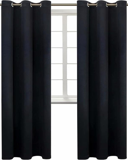 BGment Black Blackout Curtains for Living Room - Grommet Thermal Insulated Room Darkening Energy Saving Curtains for Bedroom, Set of 2 Panels, 42 x 84 Inch