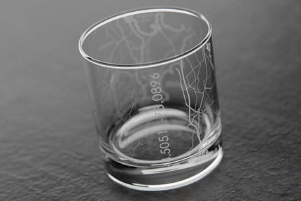 Well Told Engraved Burlington Vermont Map Rocks Glass, Old Fashioned Whiskey Glass (11 oz, Clear) Etched Whiskey Glass, Gifts For Whiskey Lovers