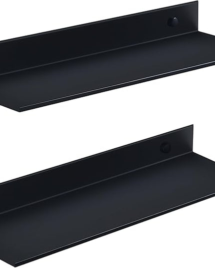 Black Shower Shelves Rustproof & Waterproof, 40cm Adhesive Shower Caddy 2 Pack, Metal Bathroom Floating Shelves No Drilling Bathroom Wall Storage Organizer