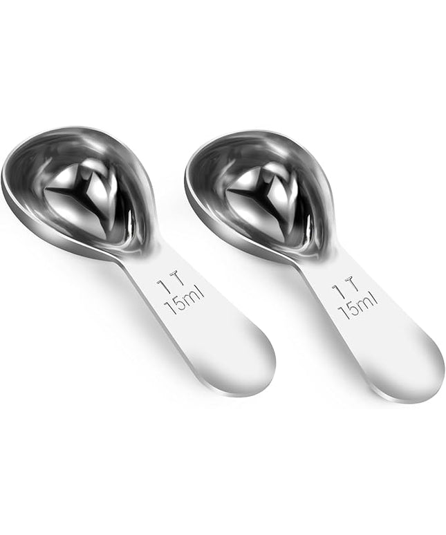 Coffee Scoop 1 Tablespoon Scoop Measuring Spoon for Ground Coffee 2 Pieces,Stainless Steel Small 1 Tbsp Coffee Spoons Measure Protein Powder Suger Bean,Short Handle Fits into Canisters.(1TBSP(15ML*2)