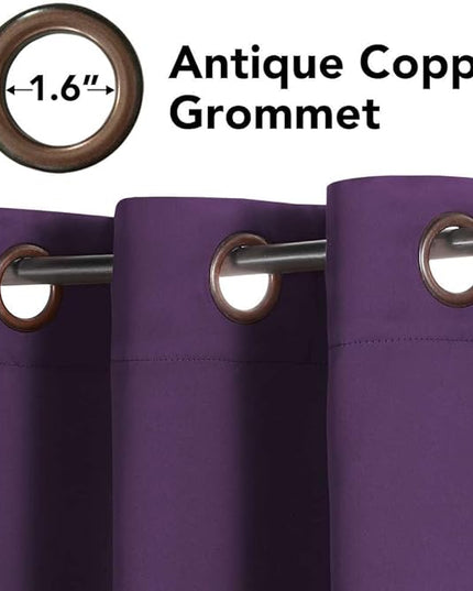 H.VERSAILTEX Window Treatment Blackout Thermal Insulated Room Darkening Solid Grommet Curtains/Drapes for Bedroom (Set of 2 Panels,52 by 63 Inch Long,Plum Purple)