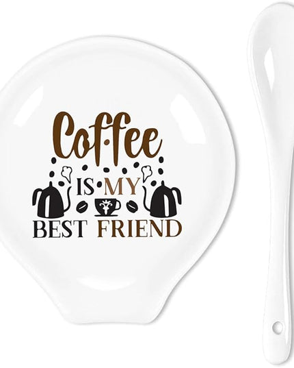 Funny Colour Coffee Spoon Rest-Coffee Ceramic Spoon Holder-Coffee Station Bar Accessories- Coffee is My Best Friend Sig