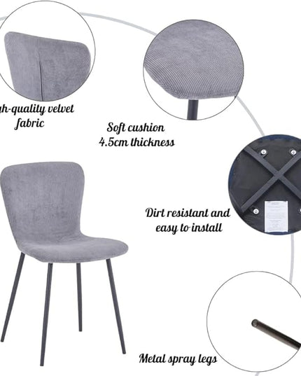 5 Piece Dining Table Table Set, Tempered Glass Dining Table Set for 4 Kitchen Table Set with 4 Chairs for Kitchen Dining Room (Black Table with Grey Chair)