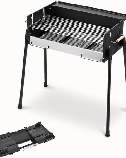 DYRABREST Barbecue Charcoal Grill 28" Large Folding Portable BBQ Grills Stainless Steel Outdoor Cooking Barbecue Grill Tool Kits Yakitori Grill for 8 People Patio Backyard Garden Camping Hiking