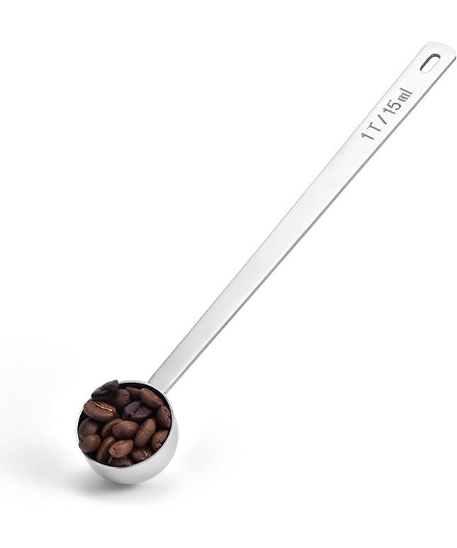 Long Handle Coffee Scoop: 8.3 Inch 18/8 Stainless Steel 1 Tablespoon Metal Measuring Spoon Tbsp Scoop for Coffee Beans, Grounds Coffee, Coffee Powder, Tea, Tall Jars (1Tbsp/15ml)