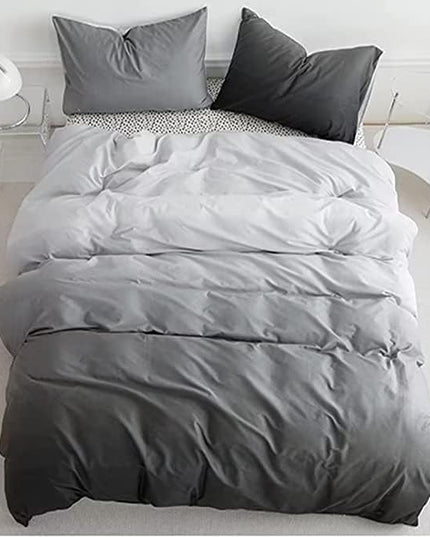 Houseri Queen Size Comforter Set, Gradient Gray and White Bedding Comforter Sets Queen for Women Men Teens Aesthetic Light and Dark Grey Soft Comfy Lightweight Bed Comforter Queen Quilt Blankets