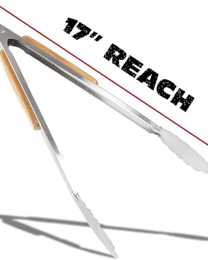 3 Piece BBQ Grilling Accessories Set - BBQ Tongs Spatula Fork Set - Heavy Duty Stainless Steel Barbecue Grill Tools with Solid Hard Wood Handles Great Gift Set