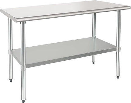 HARDURA Stainless Steel Table 24X48 Inches with Undershelf and Galvanized Legs NSF Heavy Duty Commercial Prep Work Table for Restaurant Kitchen Home and Hotel