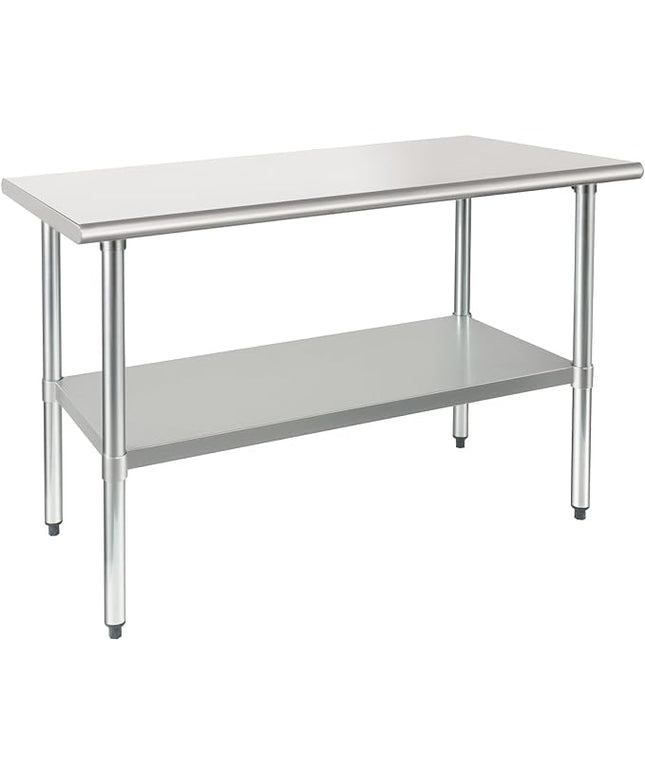HARDURA Stainless Steel Table 24X48 Inches with Undershelf and Galvanized Legs NSF Heavy Duty Commercial Prep Work Table for Restaurant Kitchen Home and Hotel