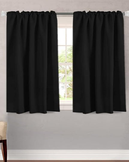 H.VERSAILTEX Blackout Curtains Thermal Insulated Window Treatment Panels Room Darkening Blackout Drapes for Living Room Back Tab/Rod Pocket Bedroom Draperies, 52 x 45 Inch, Jet Black, 2 Panels