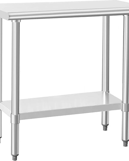 HARDURA Stainless Steel Work Table Commercial 18×36 Inches Kitchen Prep Table and Heavy Duty Commercial Workbench NSF 430 with Undershelf and Galvanized Legs