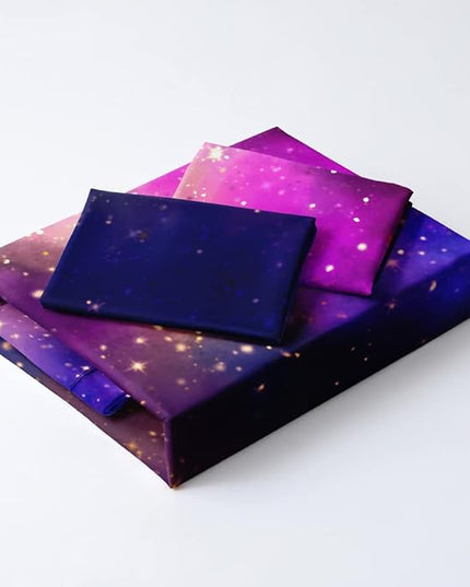 Galaxy Duvet Cover Space Bedding Set Queen Size for Teen Kids, for Boys and Girls Purple Bed Set Printed with 1 Comforter Cover and 2 Pillowcases
