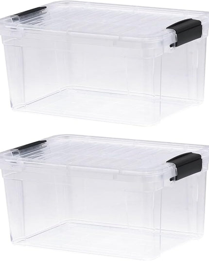 Superio Storage Bins with Lids- 2 Pack, 6.6 Qt Clear Boxes for Organizing, Stackable Plastic Containers- BPA Free, Non-Toxic, Odor Free, Organizer for Home, Office, Dorm
