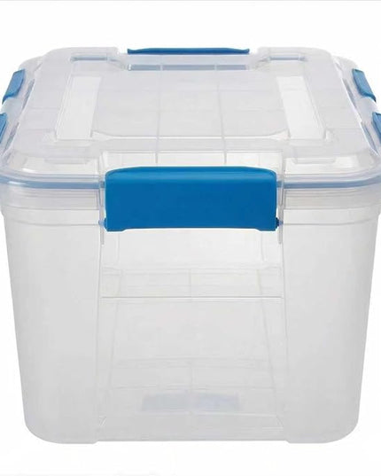 (6-PACK) 4.7-Gallon Large-Capacity Plastic with Lid Storage Box, Equipped with 4 Snap Fasteners.