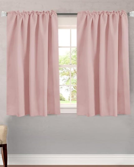 H.VERSAILTEX Blackout Curtains Thermal Insulated Window Treatment Panels Room Darkening Blackout Drapes for Living Room Back Tab/Rod Pocket Bedroom Draperies (2 Panels, Baby Pink, 52 x 45 Inch)