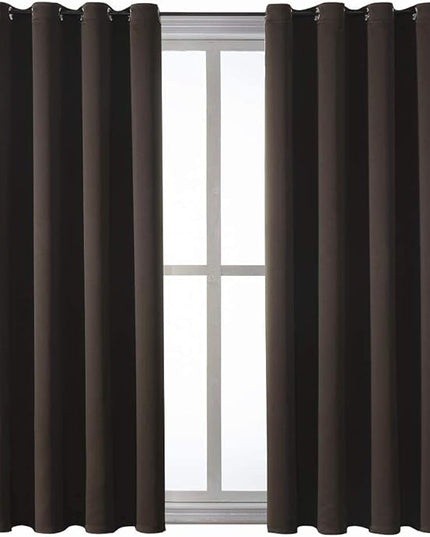 ChrisDowa Grommet Blackout Curtains for Bedroom and Living Room - 2 Panels Set Thermal Insulated Room Darkening Curtains (Brown, 52W x 63L)