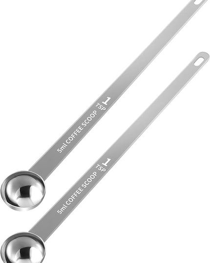 2PCS 1 Teaspoon Coffee Scoop, 9" Long Handle Measuring Spoon, 1tsp (5 ml) Stainless Steel Scooper