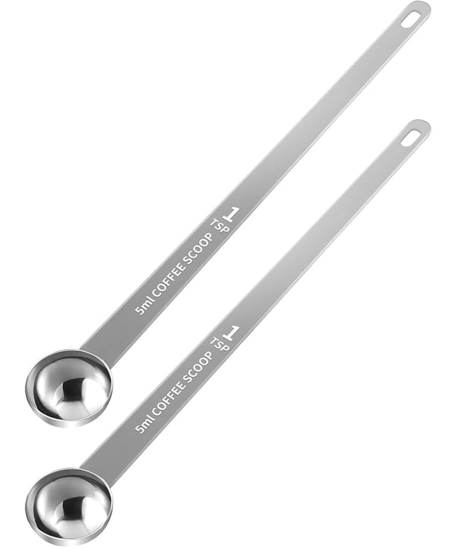 2PCS 1 Teaspoon Coffee Scoop, 9" Long Handle Measuring Spoon, 1tsp (5 ml) Stainless Steel Scooper