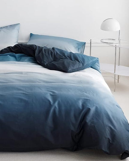 CLOTHKNOW Blue White Twin/Twin XL Comforter Set 3Pcs Blue Gradient Bedding Comforter Sets with 2 x Pillow Cases Soft All Season Comforter