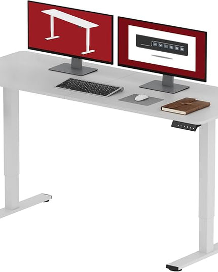 SANODESK Electric Standing Desk 63x24 Inch Height Adjustable Stand Up Desk Home Office Computer Workstation Sit Stand Home Office Desk with Splice Board (White Frame + White Top)