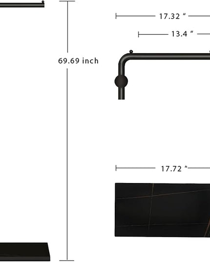 Metal Coat Rack Stand Black Coat Tree Free Standing with 3 Round Hooks Coat & Hat Hanger with Sturdy Slate Base for Entryway Hallway Porch
