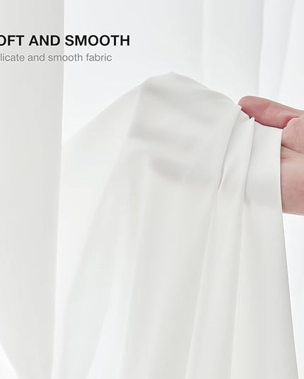 Anmao Non-See-Through Off White Privacy Semi Sheer Curtains for Living Room 96 Inch Length 2 Panels Set, Light Filtering That Let Light in Rod Pocket Window Drapes for Bedroom, 52W x 96L, Ivory White
