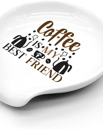 Funny Colour Coffee Spoon Rest-Coffee Ceramic Spoon Holder-Coffee Station Bar Accessories- Coffee is My Best Friend Sig