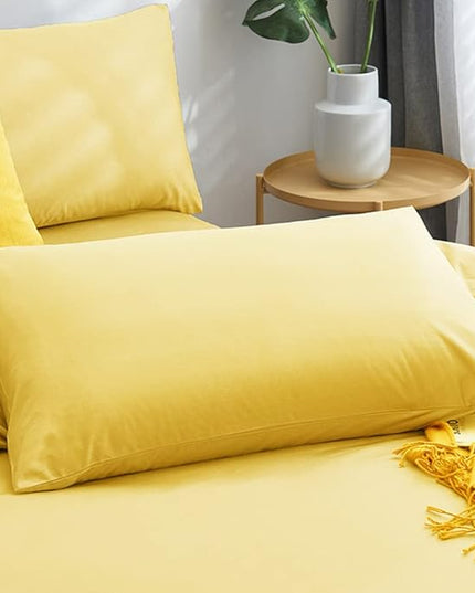 CLOTHKNOW Yellow Full Size Comforter Set 3Pcs Light Yellow Bedding Comforter Sets Soft Comforter with 2 x Pillow Cases